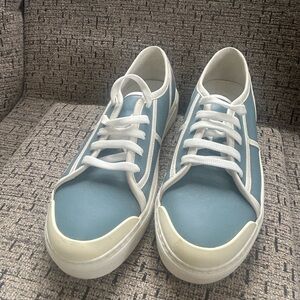 Bottega Veneta Light Blue and White Low-Top  Sneakers